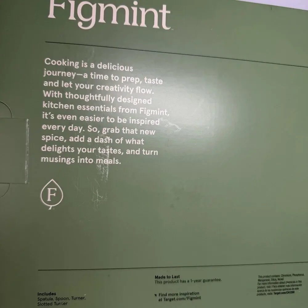 Figmint Cooking Utensil Set - Silicon with stainless handles - NIB